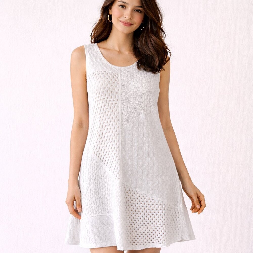 Soft Surroundings White Knit Midi Dress - Coastal Lagenlook Resort Style Medium